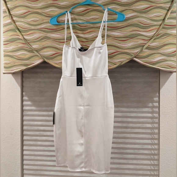 NWT Lulu's Forever Your Girl White Satin Mini Dress - Picture 4 of 5